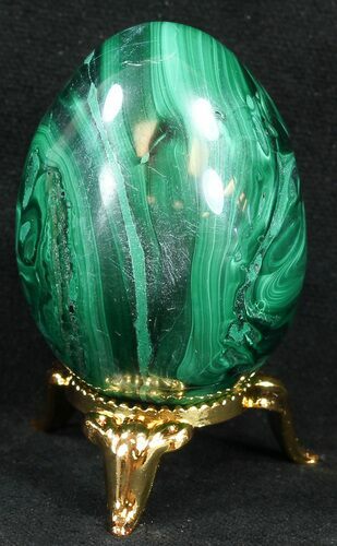 Stunning Polished Malachite Egg - Congo #34662